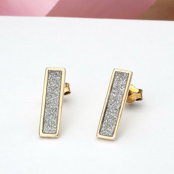 NEW Gold Plated Pave Studs, Gold Plated Sterling Silver Earrings, Hypoallergenic - Picture 2 of 9